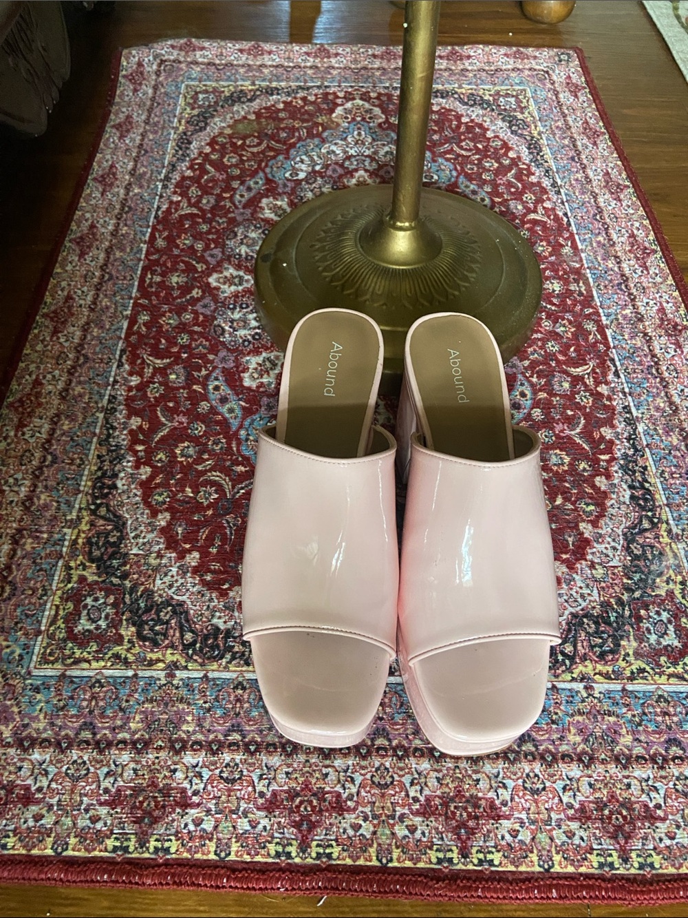 Abound Pink Patent Open-Toe Slide Mules
